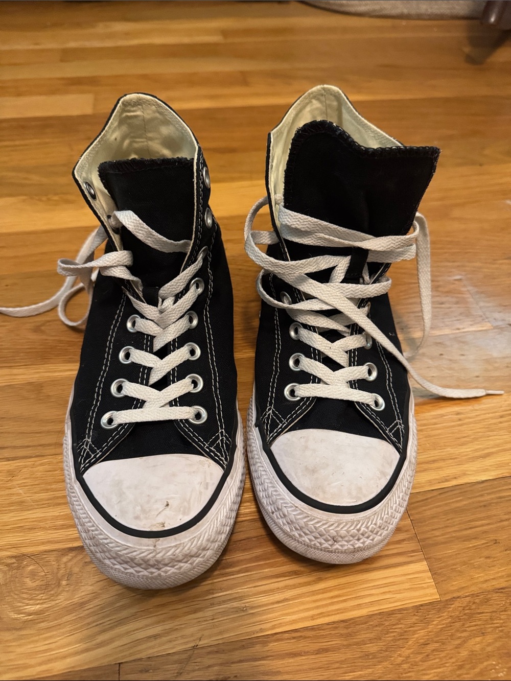 Converse Black and White High Top Sneakers - Picture 3 of 10